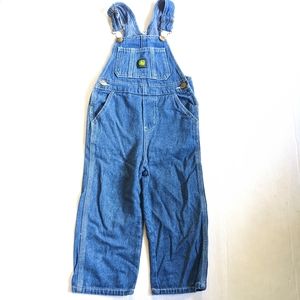 JOHN DEERE toddler blue denim bib overalls